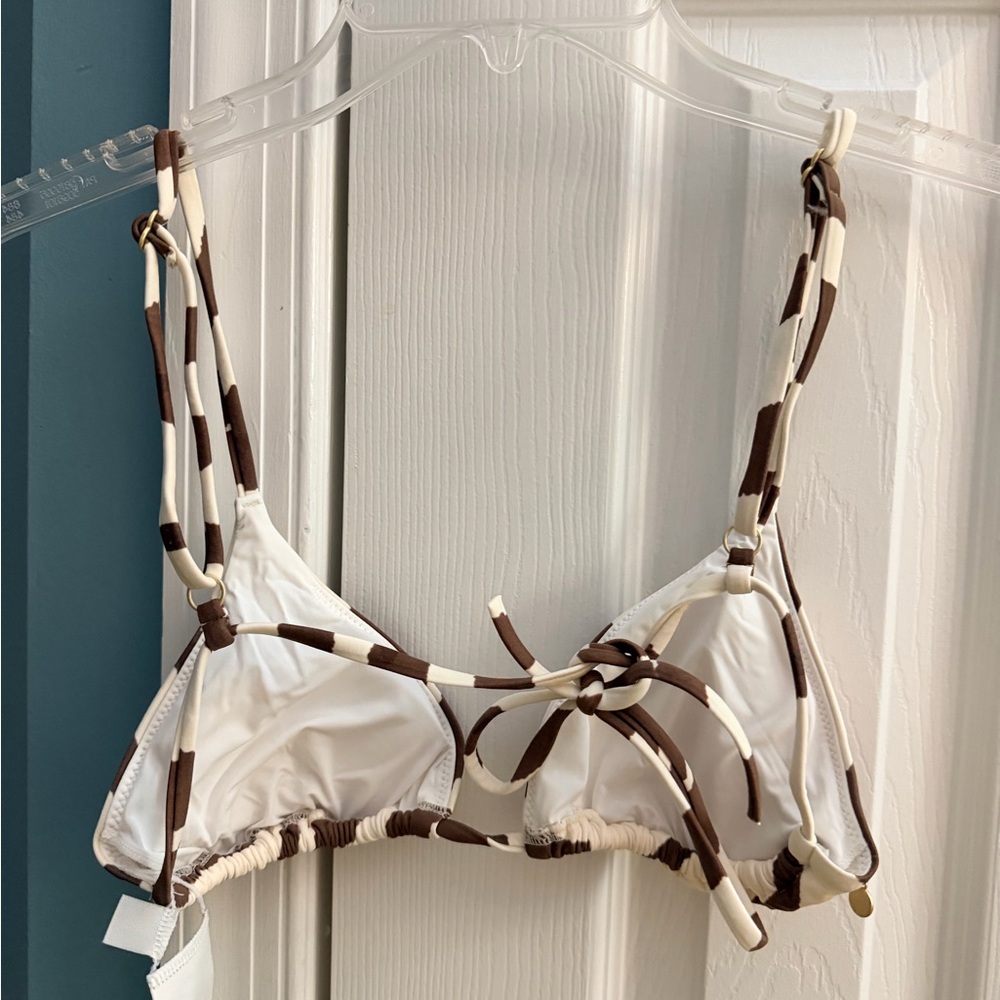 NEW Brown and White Striped Bikini Top - Picture 3 of 4
